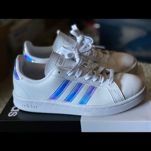 Adidas White Iridescent Grand Court Sneakers